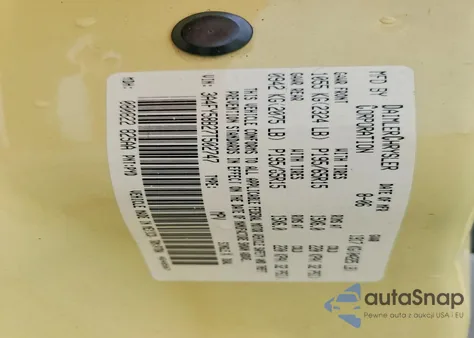 2007 Chrysler Pt Cruiser Touring z USA, uszkodzony, nr VIN 3A4FY58B27T502747